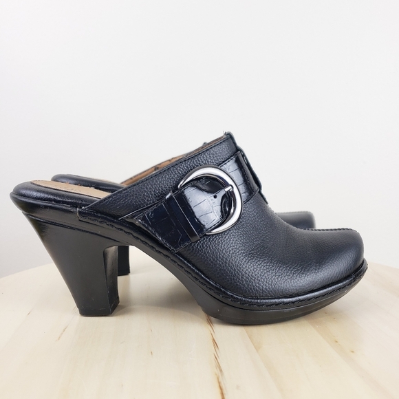 Euro Soft by Sofft Caralee Black Leather Heeled Mule Clogs Size 7M Comfort - Picture 6 of 16